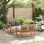 vidaXL Gartensofa-set 3 pcs Natur Massives Teakholz - Braun