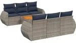 vidaXL 7-teiliges Gartensofa-Set mit Kissen, grau, Polyrattan - Grau