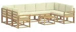 vidaXL Outdoor-Sofagarnitur 10 pcs Wei&szlig; und Creme 59 x 59 x 37 cm - Braun