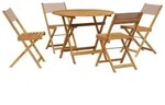 vidaXL 5-tlg. Garten-Essgruppe Stoff und Massivholz Taupe - Taupe