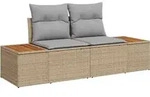 vidaXL Garten-Sofa-Set mit Speicher 9 pcs Beige Poly Rattan - Beige