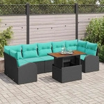vidaXL Garten-Sofa-Set mit Speicher 8 pcs Schwarz Poly Rattan - Schwarz