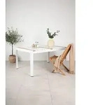 Gartentisch Togo Rechteckig Wei&szlig; aus Teakholz und Aluminium 150x90x75 cm -...