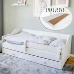 Kinderbett Jugendbett 80x180 mit Matratze Rausfallschutz & Schublade | Kinder...