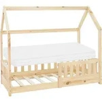 ML-Design Kinderbett 70x140 cm mit Matratze, Rausfallschutz, Dach und...
