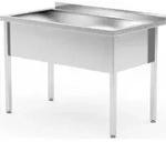 Tisch mit Einzelwaschwanne &ndash; verschwei&szlig;t, Tiefe 700 mm, Kammerh&ouml;he 300 mm,...