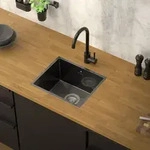 ML-Design K&uuml;chensp&uuml;le mit Ab- und &Uuml;berlaufgarnitur, Anthrazit, aus Edelstahl...