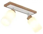 LED Deckenleuchte, schwenkbar, Klar, Holz, Glas, Chrom, 2-flammig - Wei&szlig;