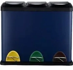 Relaxdays M&uuml;lleimer, 3 F&auml;cher, 24 L, Fu&szlig;pedal, Inneneimer, M&uuml;lltrenner K&uuml;che,