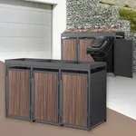ML-Design M&uuml;lltonnenbox 3er mit Pflanzdach, M&uuml;lltonnenverkleidung f&uuml;r 3...