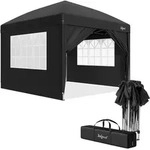 Zelsius Faltbarer Pavillon 3x3 m mit Seitenw&auml;nden, Schwarz, Faltpavillon UV30,