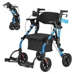 VEVOR 2-in-1 Rollator Faltbar mit Sitz, Leichter Gehwagen mit Reifen, Gehhilfe...