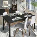 BEAUTYSOFA Esstisch PIANO 160-240 cm Ausziehbar Schwarz/Nussbaum Esszimmertisch,