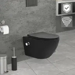 LuxeBath Sp&uuml;lrandloses Wand H&auml;nge-WC mit Bidet-Funktion, Schwarz, lang,