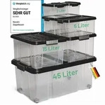 Novaliv 7 tlg Sparset Aufbewahrungsboxen mit Deckel Anthrazit 1x45 L + 2x 15L +...