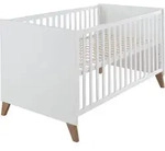 roba Babybett Ole 70 x 140 cm - Mitwachsendes Gitterbett mit F&uuml;&szlig;en aus Massivholz -