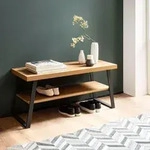 FineBuy Schuhbank 100x41x40 cm Garderobenbank Eiche-Nachbildung Sitzbank