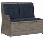 vidaXL Gartenbank mit Liegefunktion und Kissen Grau Polyrattan - Grau