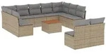 vidaXL 12-tlg. Garten-Sofagarnitur mit Kissen Beige Poly Rattan - Beige