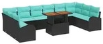 vidaXL Garten-Sofa-Set mit Speicher 11 pcs Schwarz Poly Rattan - Schwarz