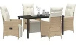 vidaXL Garten Essgruppe mit Kissen 5 pcs Beige Poly-Rattan - Beige