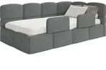 Selsey Cloudy &ndash; Kinderbett 120 cm, Bettkasten, 2x Rausfallschutz, Chenille, rechts,