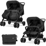 Lorelli Zwillingskinderwagen TWIN Wickeltasche Einhand-Klappsystem Fu&szlig;abdeckung