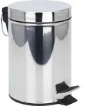 Edelstahl Tretm&uuml;lleimer silber rund - 5 Liter - Metall Kosmetikeimer in...