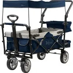 Zelsius Bollerwagen faltbar mit Dach, Blau / Grau, Transportwagen mit...