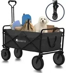 Juskys Bollerwagen 100 kg Tragkraft - Outdoor Transportwagen faltbar - Schwarz -