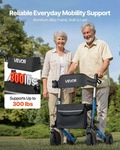 VEVOR Rollator 3-Fach Faltbar mit Sitz, Leichter Gehwagen mit 4 Reifen,...