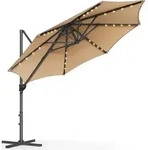 SONGMICS Sonnenschirm, &empty;300 cm, 28 Solar-LED-Leuchten, UPF 50+, um 360&deg;...