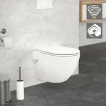 LuxeBath Sp&uuml;lrandloses Wand H&auml;nge-WC mit Bidet-Funktion, Wei&szlig;, kurz,