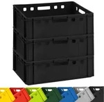 3x BURI Fleischkiste E2 Schwarz 60x40x20cm Lagerkiste, Meischkiste, Metzgerkiste