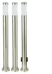 3x LED Au&szlig;en S&auml;ulen Stehlampen, Stromverteiler Edelstahl - Silber