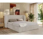 MKS MEBLE Doppelbett Polsterbett EMORA CLASSIC Bett Holzgestell hohes Kopfteil
