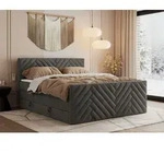 MKS MEBLE Boxspringbett 160x200 mit Bettkasten Matratze H4 - Paris King Duo -