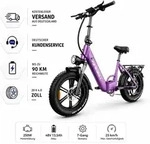Literider 2.0 20 Zoll Fat E-Bike Tiefeinsteiger 250W, 48V 13,5Ah Akku, bis 90 km,