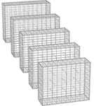 SONGMICS Drahtkorb Gabionen, 100 x 80 x 30 cm, Metall-Steink&ouml;rbe, 5er Set -...