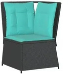 vidaXL Garten-Ecksofa mit Kissen Schwarz Poly-Rattan - Schwarz