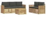 vidaXL Outdoor-Sofagarnitur 6 Stk. Wei&szlig; und Anthrazit Polyester - Wei&szlig;/Grau