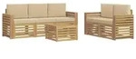vidaXL Outdoor-Sofagarnitur 6 Stk. Wei&szlig; und Beige Polyester - Wei&szlig;/Beige
