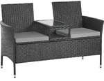 SVITA CHICAGO Rattan-Bank Garten-Bank Lounge Sitzecke Schwarz - Schwarz