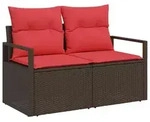 vidaXL Garten-Sofa mit Kissen 120 x 62 x 69 cm Poly-Rattan - Braun