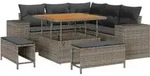 vidaXL Gartensofa-set mit Kissen 8 pcs Grau Poly-Rattan - Grau