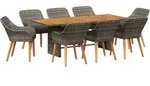vidaXL Garten Essgruppe mit Kissen 9 pcs Grau Poly-Rattan - Grau
