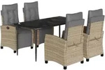 vidaXL 5-tlg. Garten-Essgruppe mit Kissen Beigemischung Poly Rattan - Beige