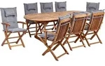 BELIANI Gartenm&ouml;bel Set Hellbraun Akazienholz 8-Sitzer inkl. Auflagen Grau...
