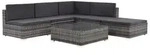 vidaXL 6-tlg. Garten-Lounge-Set mit Kissen Poly Rattan Grau - Grau