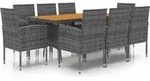 vidaXL 9-tlg. Garten-Essgruppe Poly Rattan Grau - Grau